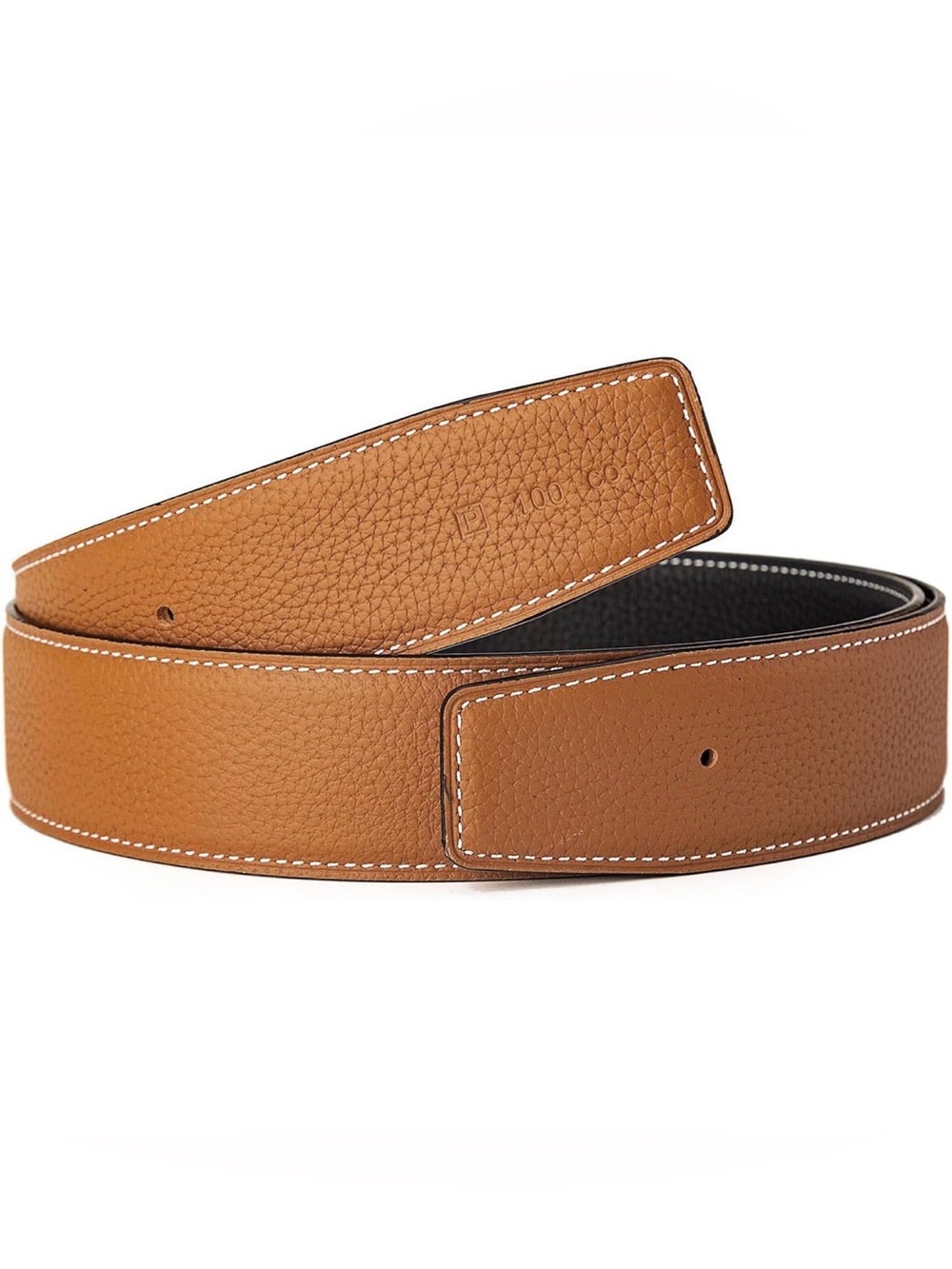 Leather Reversible Tan/Black genuine leather Belt. Works with 1.25” buckles
